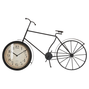 Orologio da tavolo in metallo nero 37 cm a forma di bicicletta in stile retrò moderno