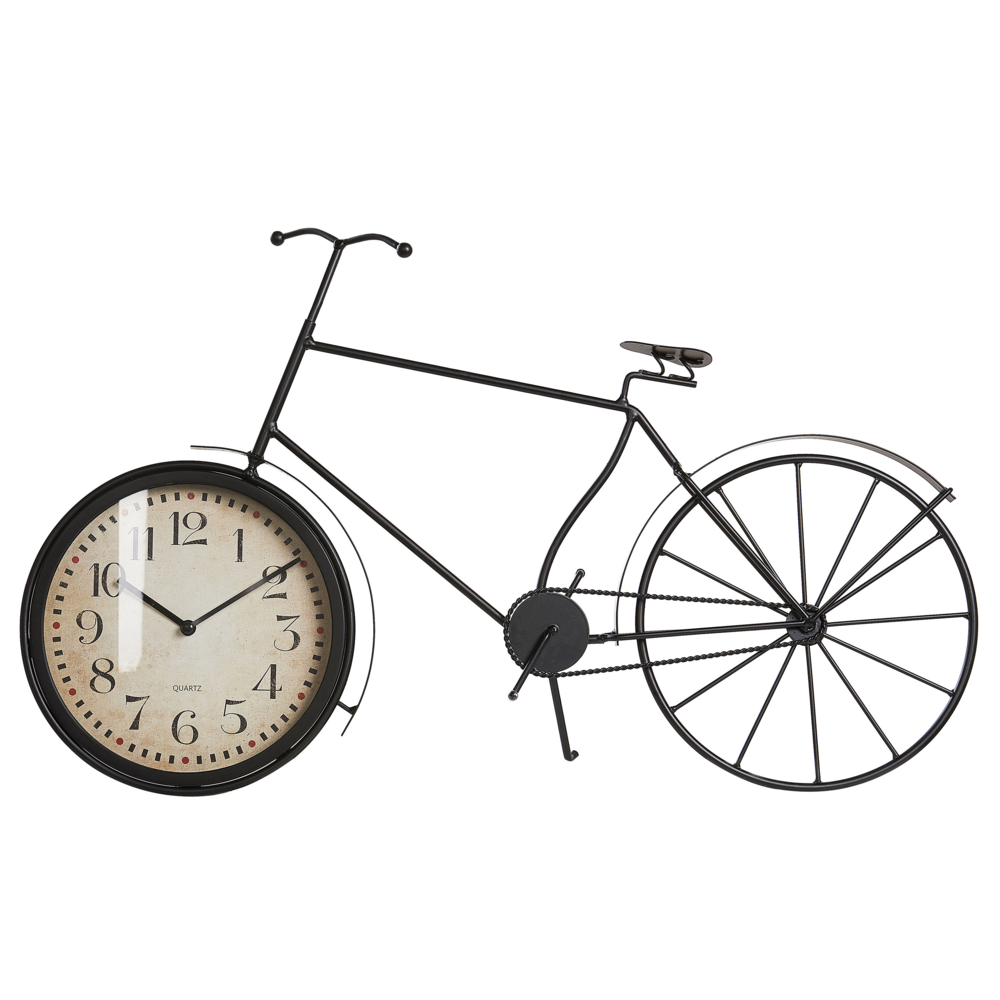 Orologio da tavolo in metallo nero 37 cm a forma di bicicletta in stile retrò moderno
