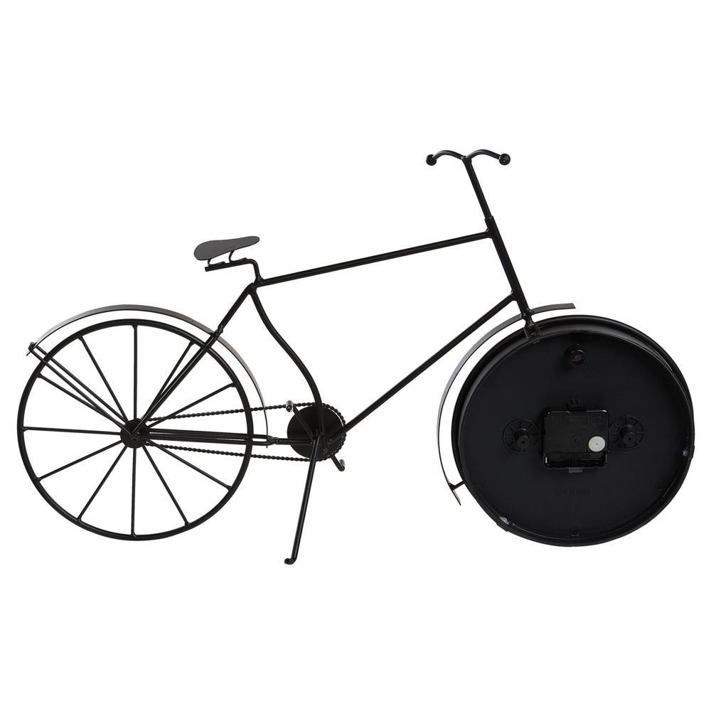 Orologio da tavolo in metallo nero 37 cm a forma di bicicletta in stile retrò moderno