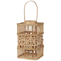 Lanterna porta candela in bambù naturale 35 cm in stile boho per interni ed esterni