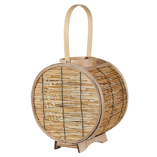Lanterna porta candela in rattan naturale forma tonda 30 cm in stile boho per interni ed esterni