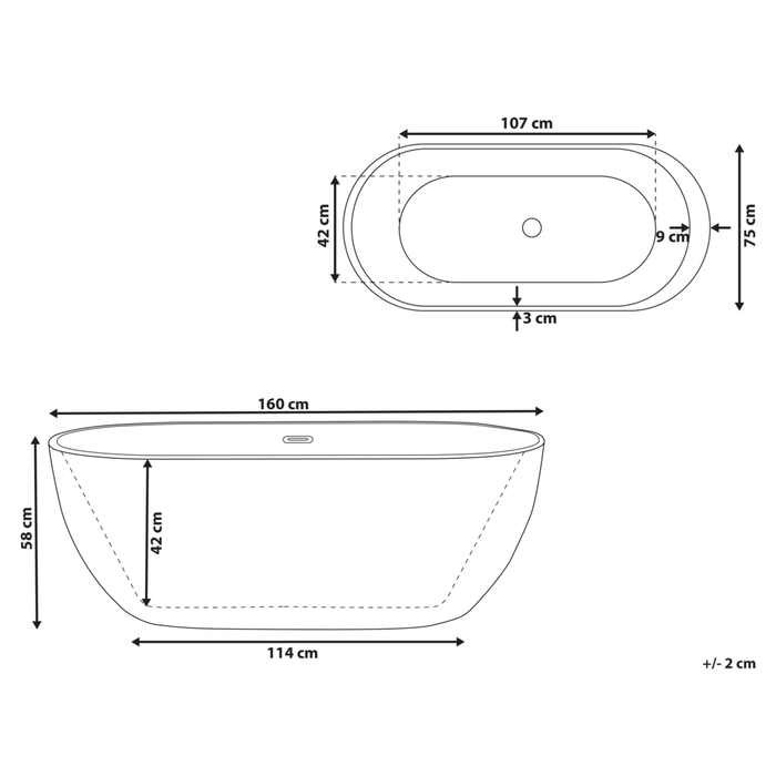 Moderna Vasca da Bagno Freestanding in Acrilico Sanitario rosso 160 cm
