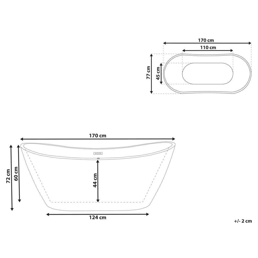 Moderna Vasca da Bagno Acrilico Sanitario rosso 170 x 77 cm autoportante moderno