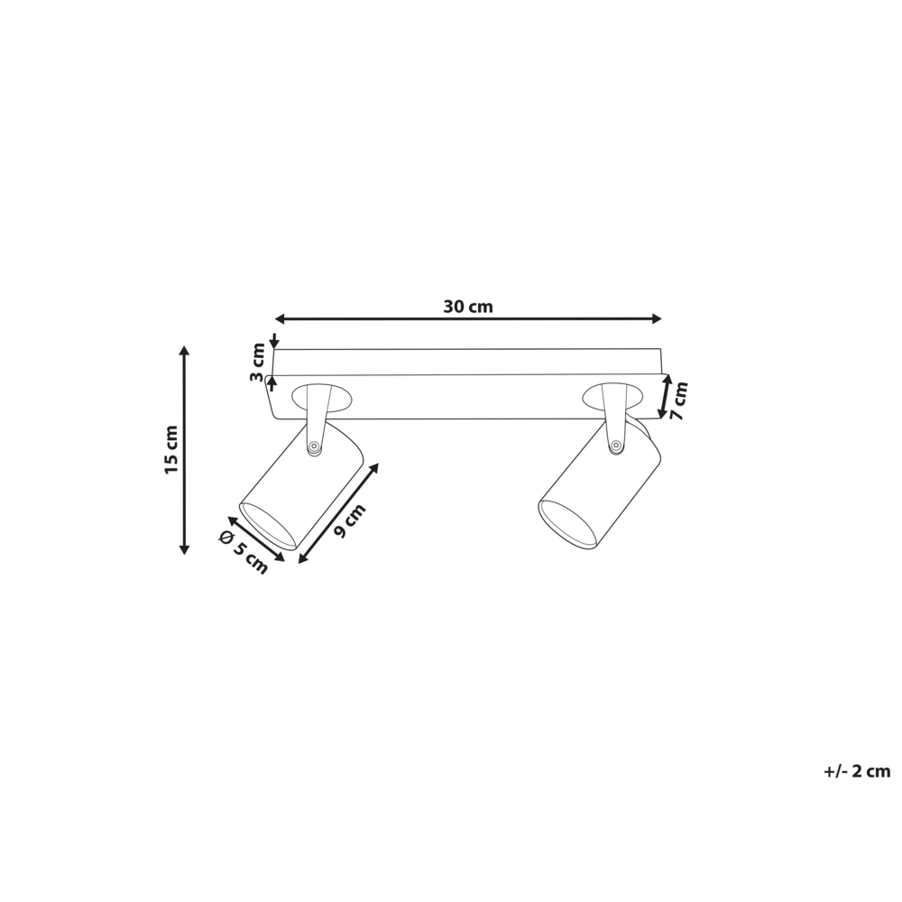 Plafoniera in metallo di colore bianco 2 fuochi paralumi funziona orientabile