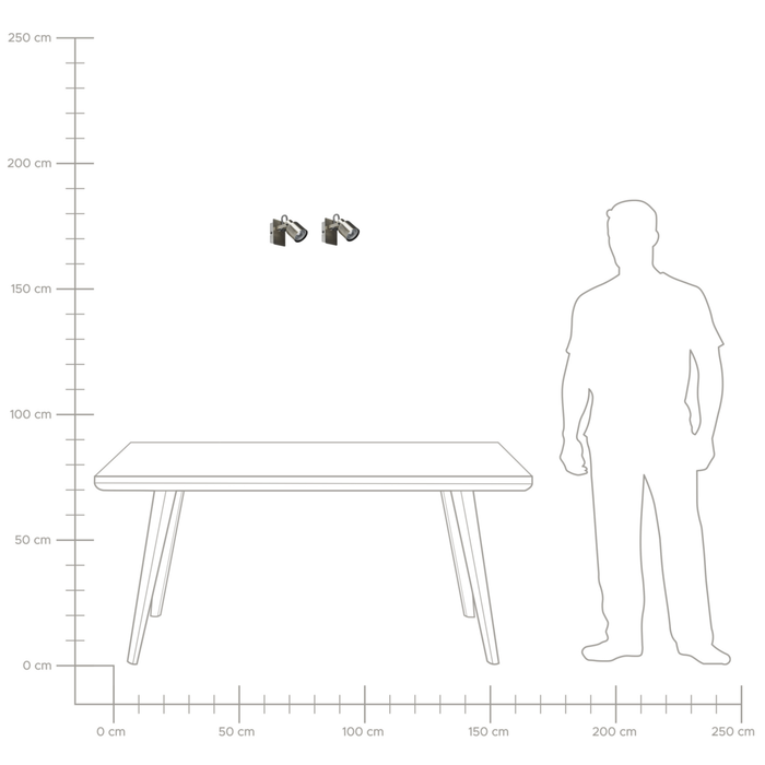 Set di 2 lampade da parete faretti in metallo color argento soggiorno ingresso camera da letto