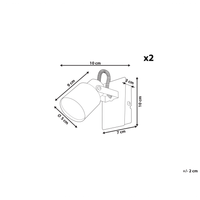 Set di 2 lampade da parete faretti in metallo color argento soggiorno ingresso camera da letto