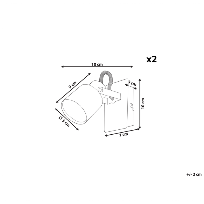 Set di 2 lampade da parete faretti in metallo color argento soggiorno ingresso camera da letto