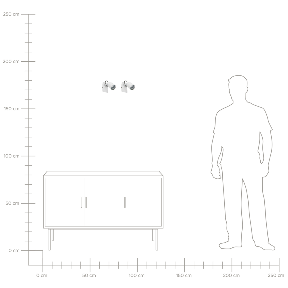 Set di 2 lampade da parete faretti in metallo color bianco soggiorno ingresso camera da letto