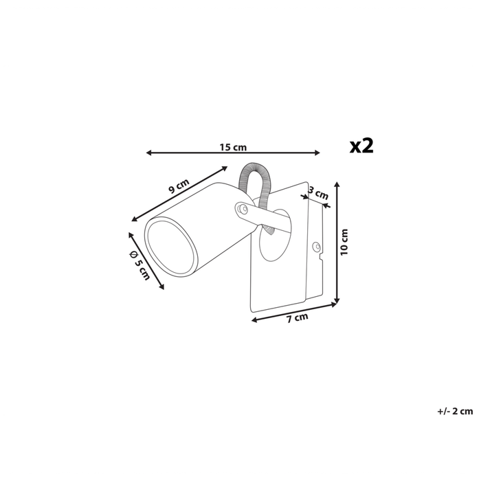 Set di 2 lampade da parete ottone metallo con paralume regolabile industriale