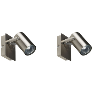 Set di 2 lampade da parete in metallo argento con paralume regolabile industriale