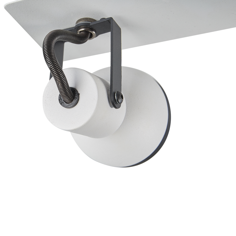 Plafoniera a 2 luci in metallo bianco e nero a braccio oscillante con paralume a cono faretto a binario rettangolare di design