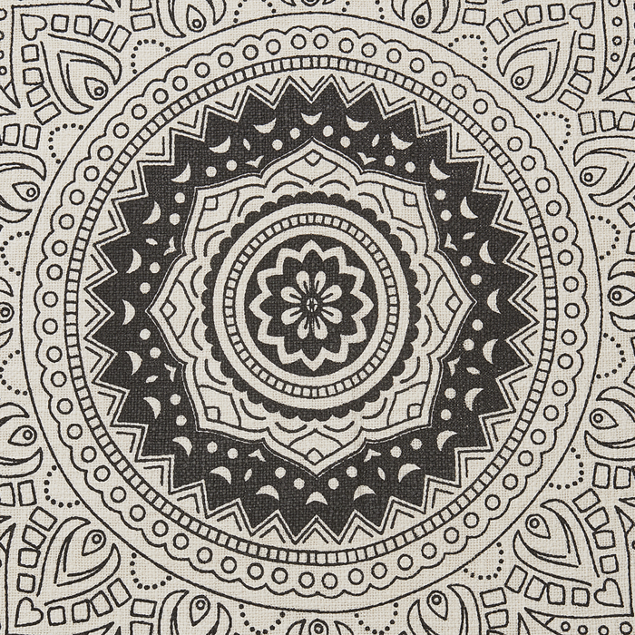 Coperta beige e nero cotone 130 x 180 cm stampa mandala motivo letto copriletto accogliente motivo floreale