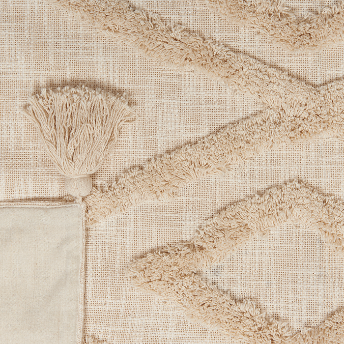 Coperta beige cotone 130 x 180 cm motivo geometri copriletto accogliente accessorio