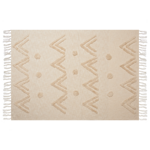 Coperta beige cotone 130 x 180 cm motivo geometri copriletto accogliente accessorio