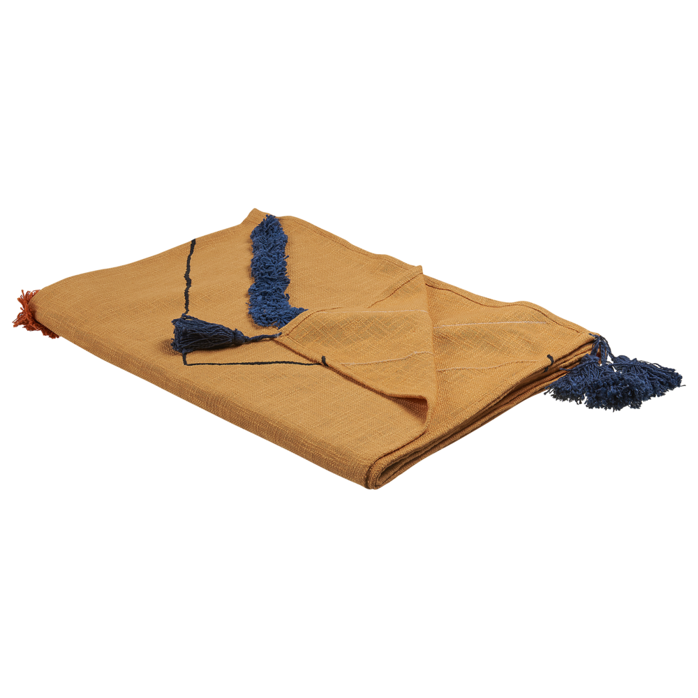 Coperta in cotone arancione 130 x 180 cm copriletto motivo geometrico camera da letto soggiorno