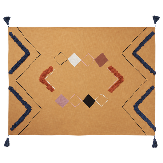 Coperta in cotone arancione 130 x 180 cm copriletto motivo geometrico camera da letto soggiorno