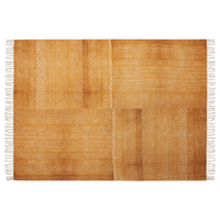 Coperta in cotone giallo e beige, 130 x 180 cm, copriletto, motivo africano, frange, camera da letto, soggiorno