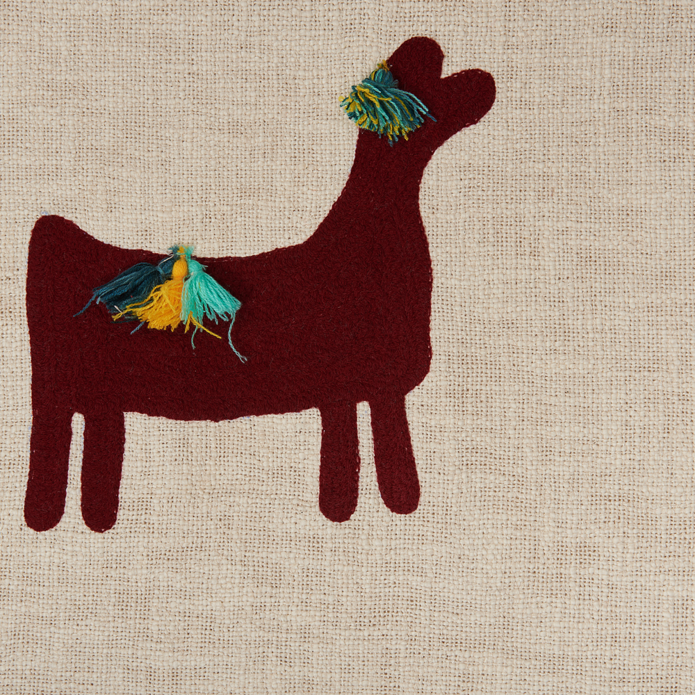 Coperta in cotone beige e marrone 130 x 180 cm copriletto in ricamo fatto a mano con motivo lama accogliente con nappe