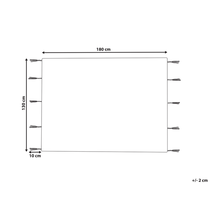 Coperta in cotone beige e marrone 130 x 180 cm copriletto in ricamo fatto a mano con motivo lama accogliente con nappe