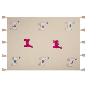 Coperta in cotone beige e rosa 130 x 180 cm copriletto in ricamo fatto a mano con motivo lama accogliente con nappe
