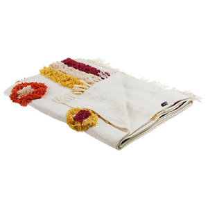 Coperta in cotone multicolore 130 x 180 cm copriletto in ricamo fatto a mano accogliente motivo geometrico con nappe