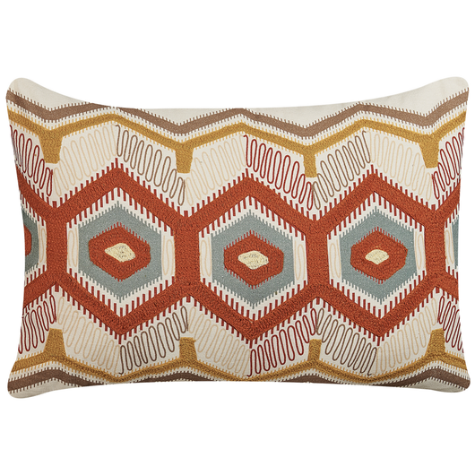 Set di 2 cuscini decorativi in cotone multicolore 40 x 60 cm motivo geometrico ricamato a mano sfoderabile imbottito in stile boho