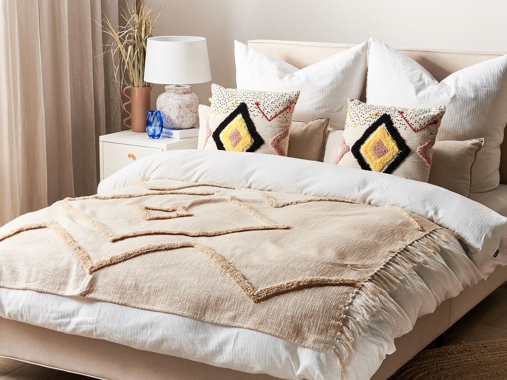 Coperta in cotone naturale 130 x 180 cm copriletto boho