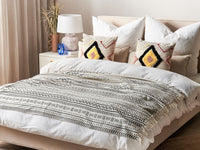 Coperta in cotone nero bianco 130 x 180 cm copriletto motivo tribale camera da letto soggiorno