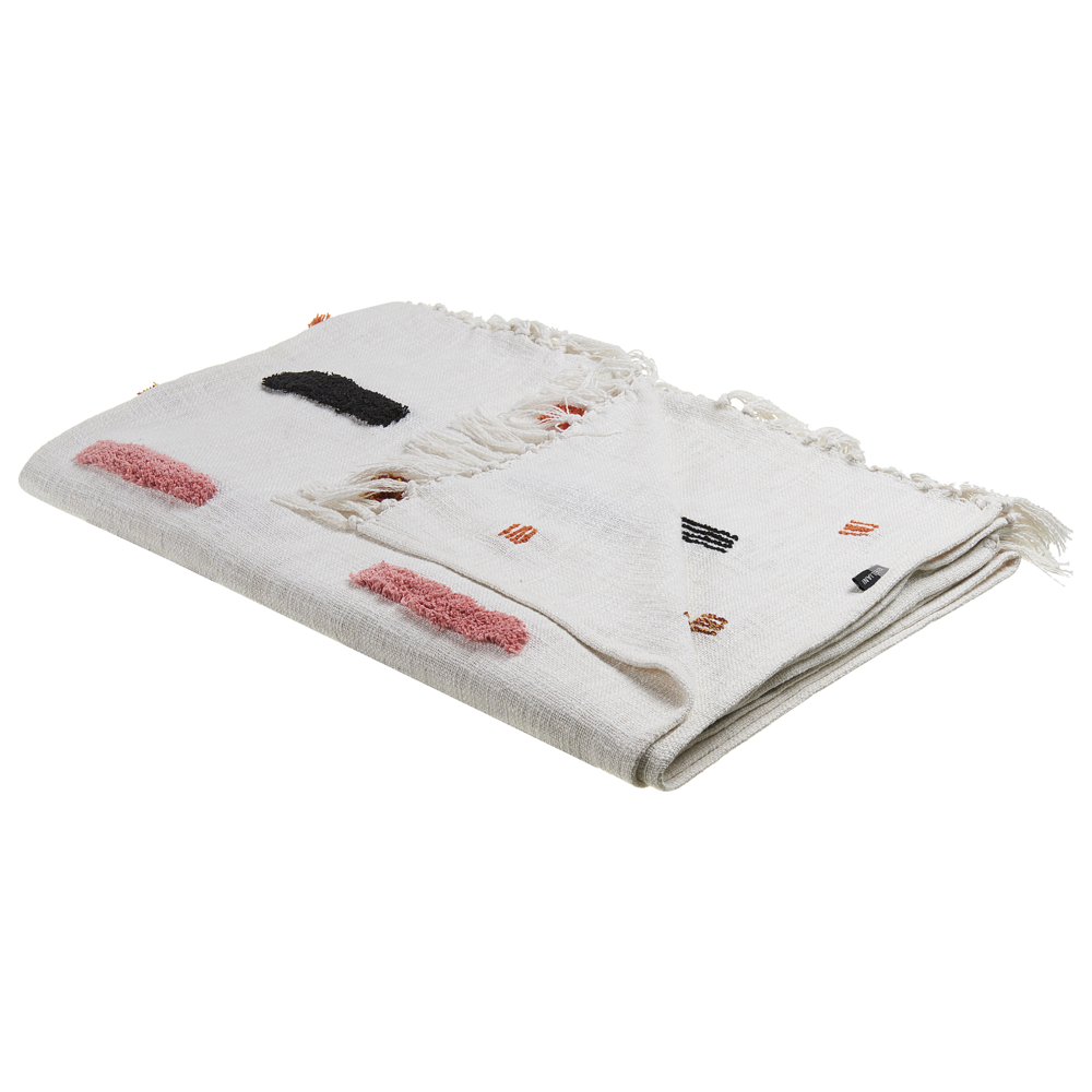 Coperta multicolore cotone 130 x 180 cm copriletto moderno motivo astratto frange