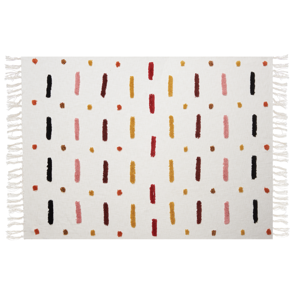 Coperta multicolore cotone 130 x 180 cm copriletto moderno motivo astratto frange