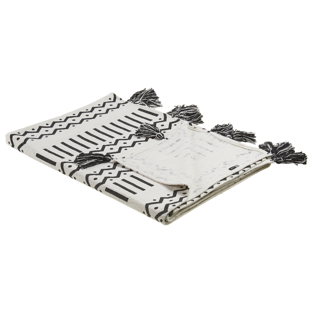 Coperta in cotone bianco e nero 130 x 180 cm copriletto con stampa tribale africana