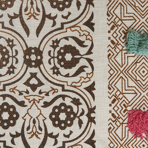 Coperta marrone beige cotone 130 x 180 cm motivo floreale lavorato a maglia pompon pompons soggiorno camera da letto accento pezzo