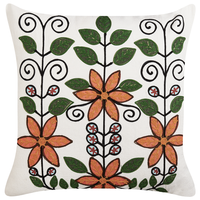 Cuscino sfoderabile in cotone multicolore 50 x 50 cm motivo floreale ricamato a mano sfoderabile con imbottitura in stile boho