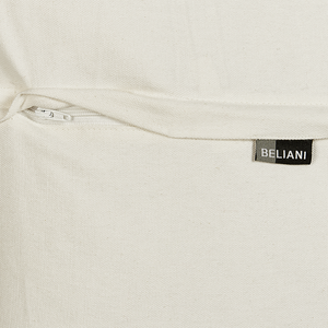 Set di 2 cuscini decorativi in cotone beige e nero 50 x 50 cm motivo geometrico nappe fatto a mano sfoderabile con imbottitura