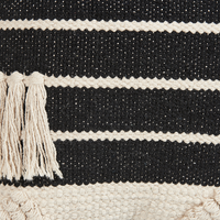 Set di 2 cuscini decorativi in cotone beige e nero 50 x 50 cm motivo geometrico nappe fatto a mano sfoderabile con imbottitura