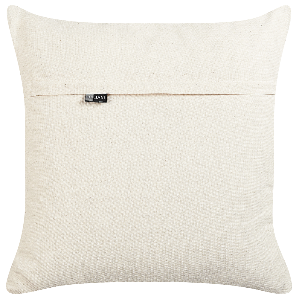 Set di 2 cuscini decorativi in cotone beige e nero 50 x 50 cm motivo geometrico fatto a mano sfoderabile con imbottitura