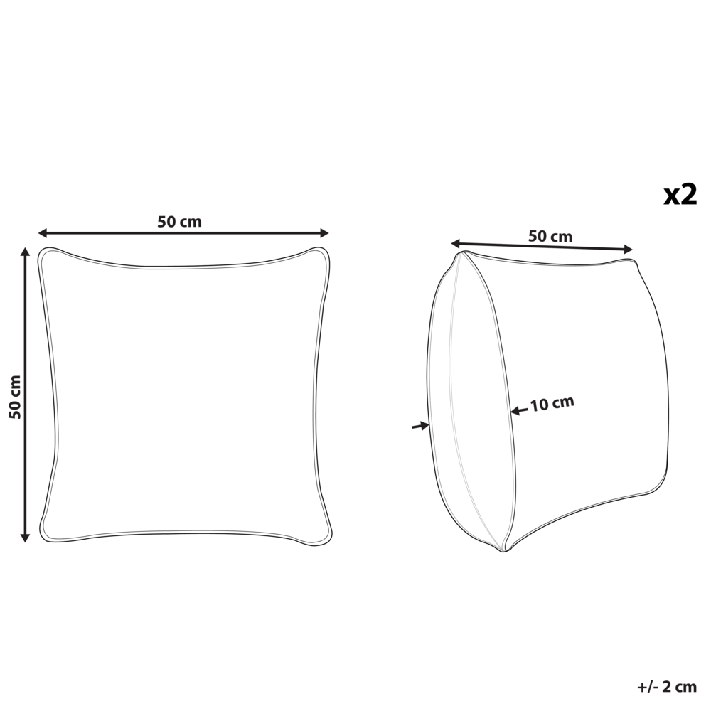 Set di 2 cuscini decorativi in cotone beige e nero 50 x 50 cm motivo geometrico fatto a mano sfoderabile con imbottitura
