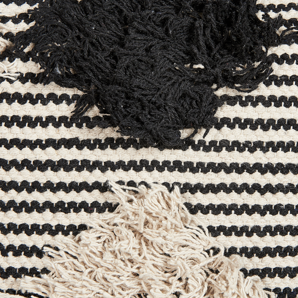 Set di 2 cuscini decorativi in cotone beige e nero 50 x 50 cm motivo geometrico fatto a mano sfoderabile con imbottitura