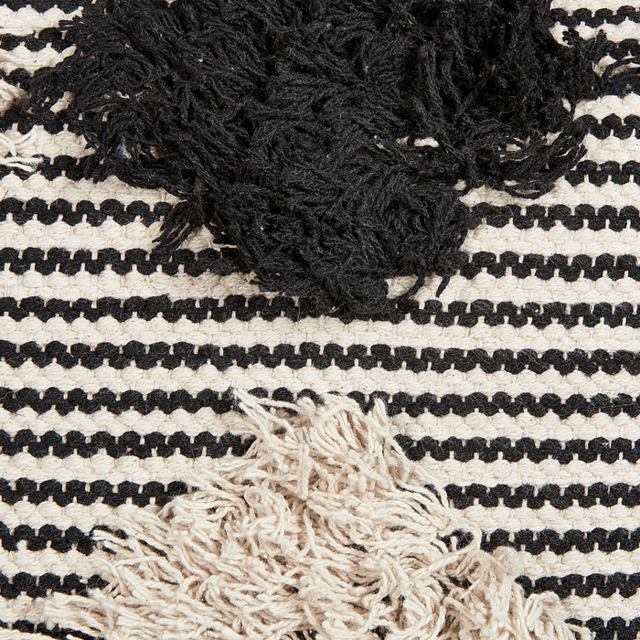 Set di 2 cuscini decorativi in cotone beige e nero 50 x 50 cm motivo geometrico fatto a mano sfoderabile con imbottitura