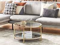 Tavolino rotondo piano in vetro temperato e metallo oro ø 70 cm