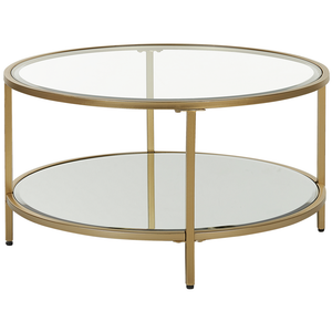 Tavolino rotondo piano in vetro temperato e metallo oro ø 70 cm