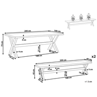 Set da esterno con tavolo in fibra di cemento grigio e 2 panche stile moderno industriale