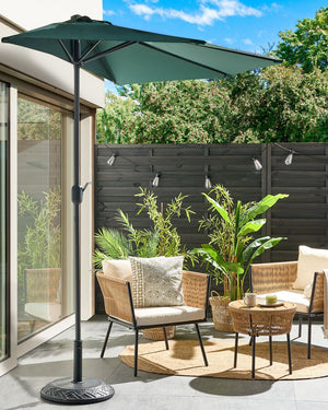 Ombrellone semicircolare da giardino Parasole in poliestere verde acciaio 2,7 m Ombrellone da balcone moderno