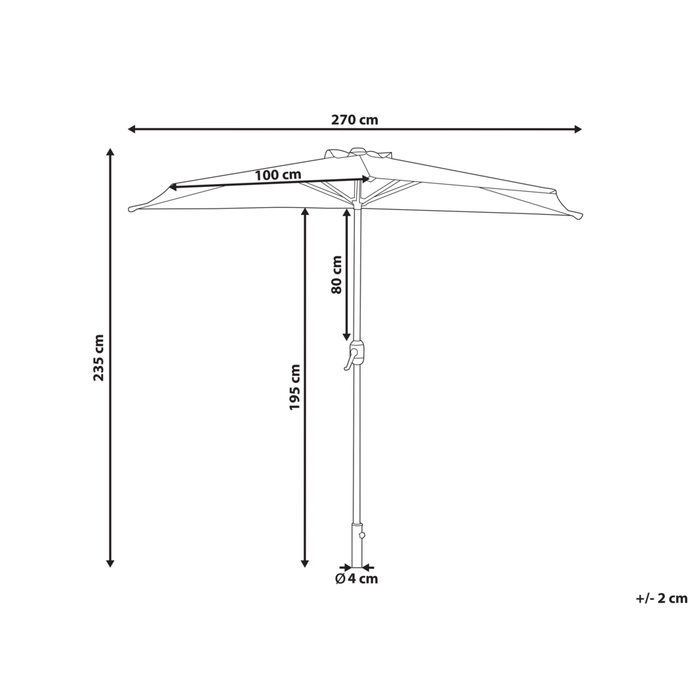 Ombrellone semicircolare da giardino Parasole in poliestere verde acciaio 2,7 m Ombrellone da balcone moderno