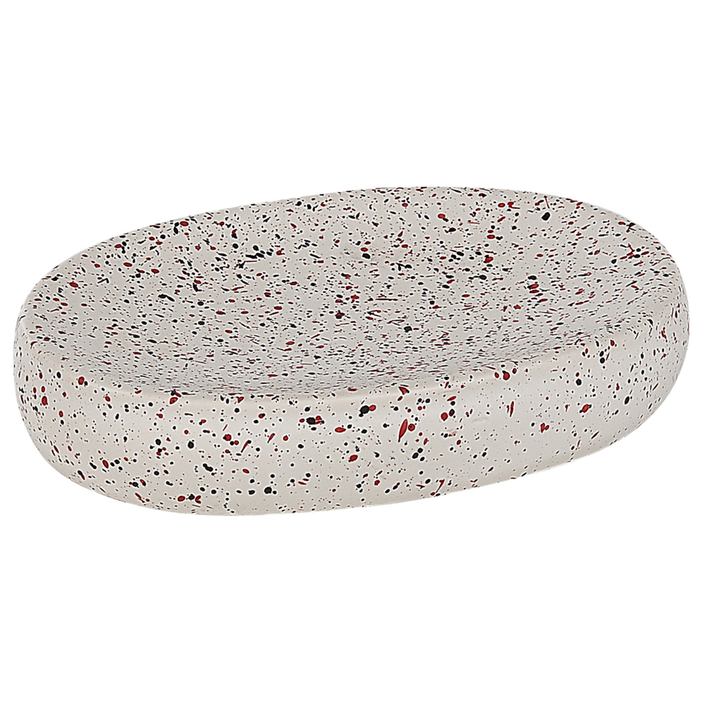 Set di 6 accessori da bagno in vetro di colore bianco nero e rosso moderno scandinavo