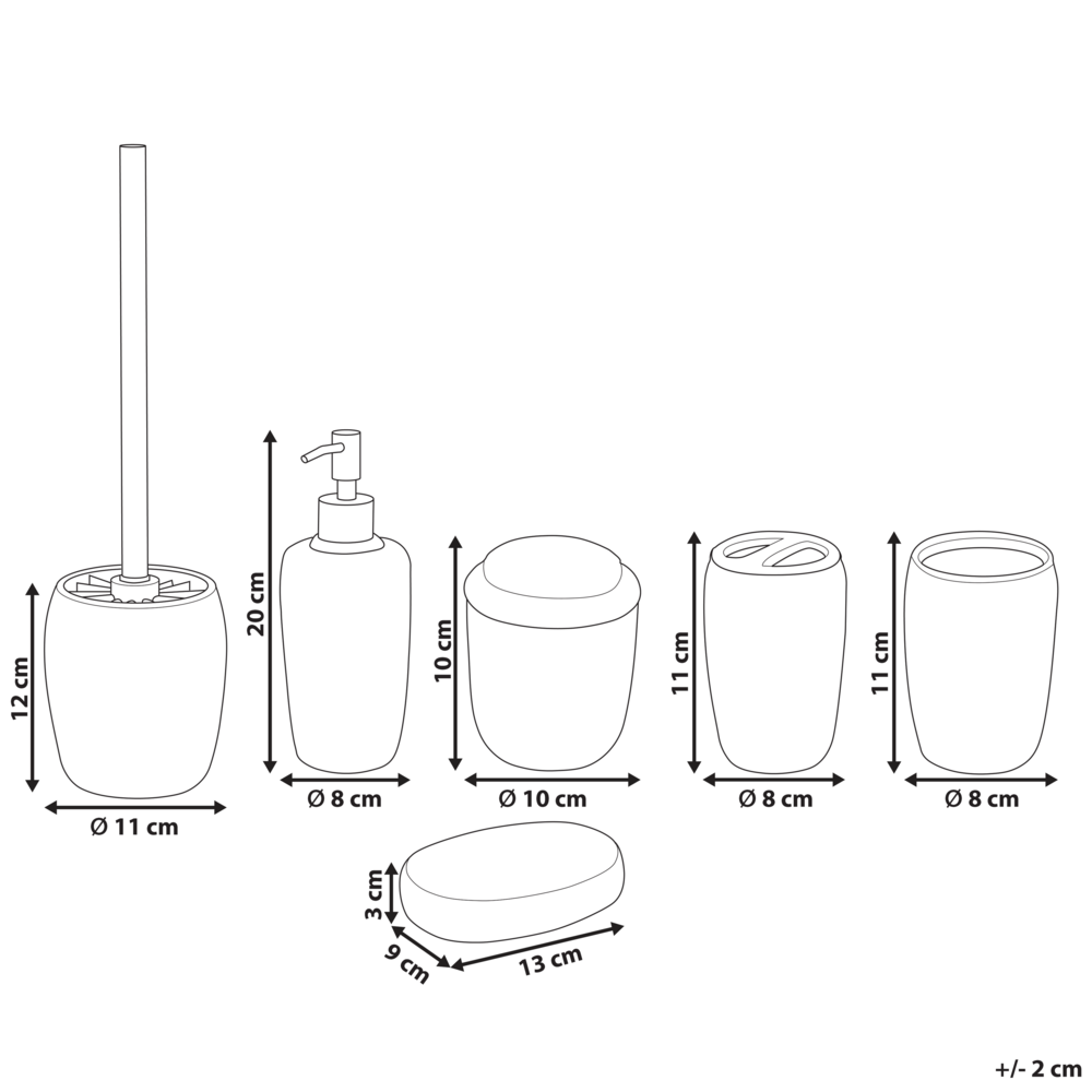 Set di 6 accessori da bagno in vetro di colore bianco nero e rosso moderno scandinavo
