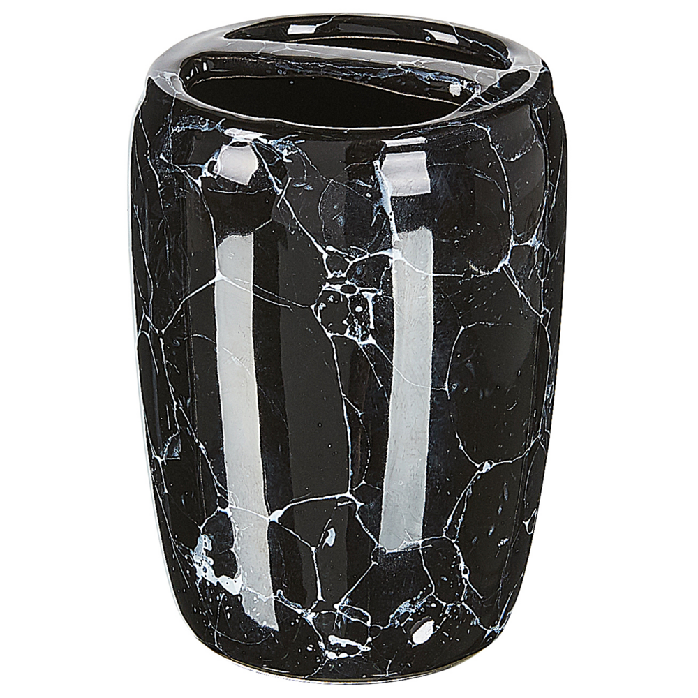 Set di 6 accessori da bagno in vetro di colore nero e bianco moderno scandinavo