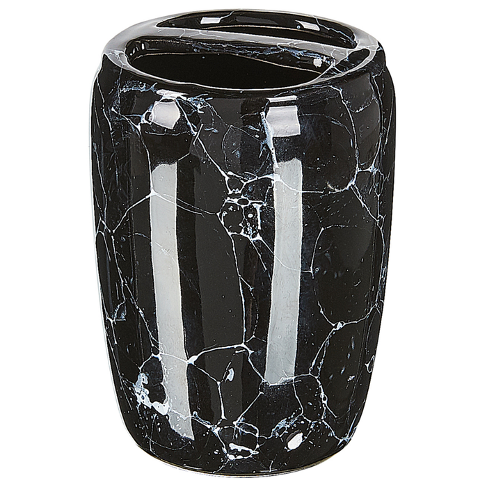 Set di 6 accessori da bagno in vetro di colore nero e bianco moderno scandinavo