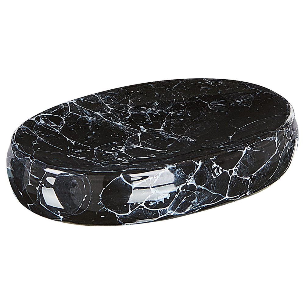 Set di 6 accessori da bagno in vetro di colore nero e bianco moderno scandinavo