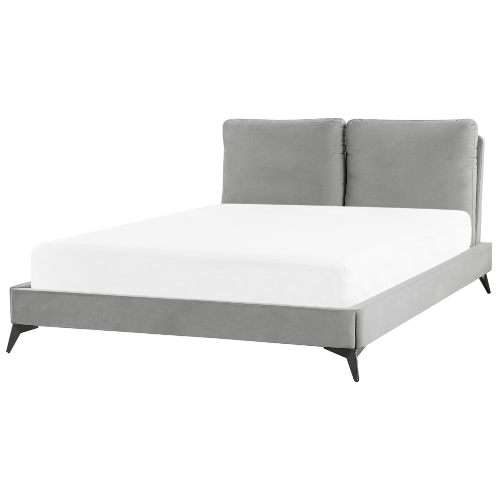 Letto imbottito moderno in velluto di colore grigio 140 x 200 cm moderno elegante